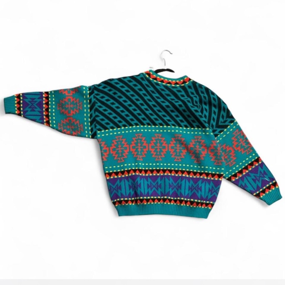 Colorful 80s Patterned Sweater - Picture 4 of 5